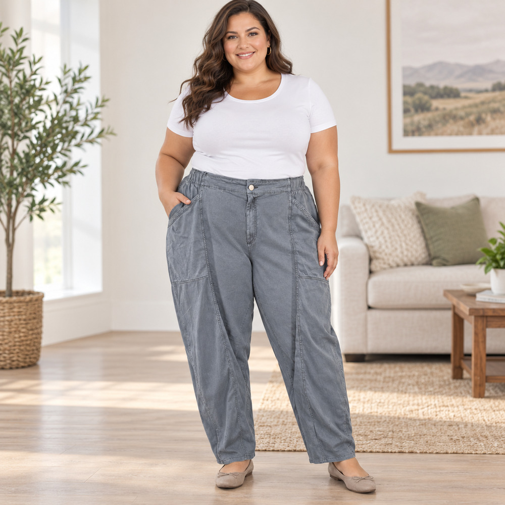 Old Navy High Rise Tapered Pants Womens Plus 3X Gray Cotton Blend NWT Casual